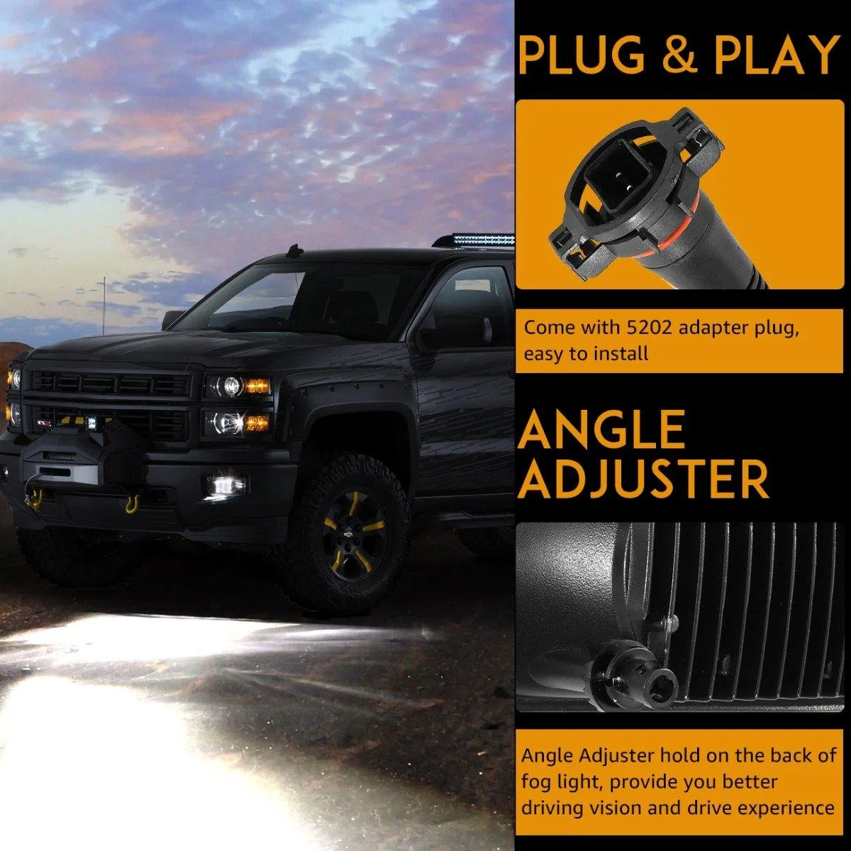 (2pcs/set) 36W Black LED Fog Lights 5202 for GMC YUKON 2015-2016