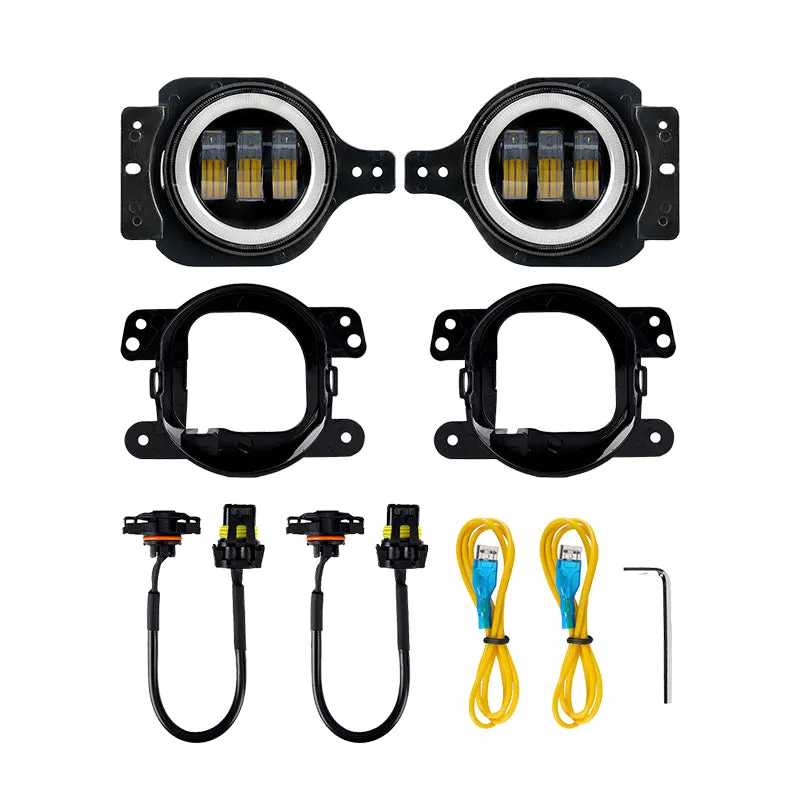 4" LED Fog Lights with Amber Color for Jeep Wrangler JL Jeep Gladiator JT 2018-Later