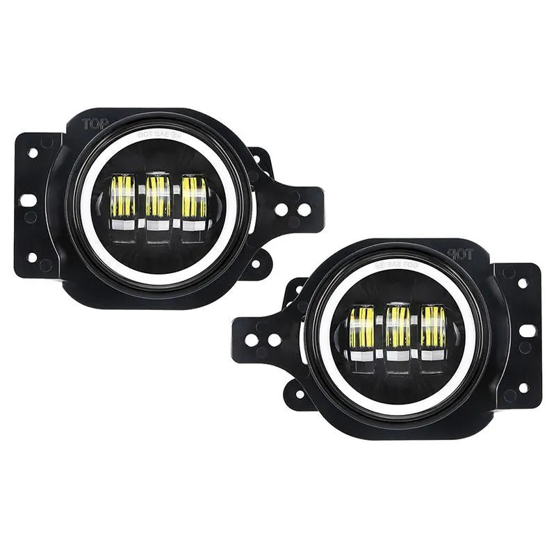 4" Round LED Halo Fog Light with White Daytime Running Light for Jeep Wrangler JL Jeep Gladiator JT 2018-Later