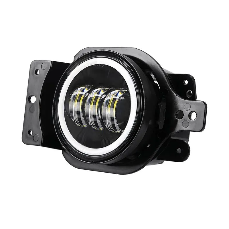4" Round LED Halo Fog Light with White Daytime Running Light for Jeep Wrangler JL Jeep Gladiator JT 2018-Later