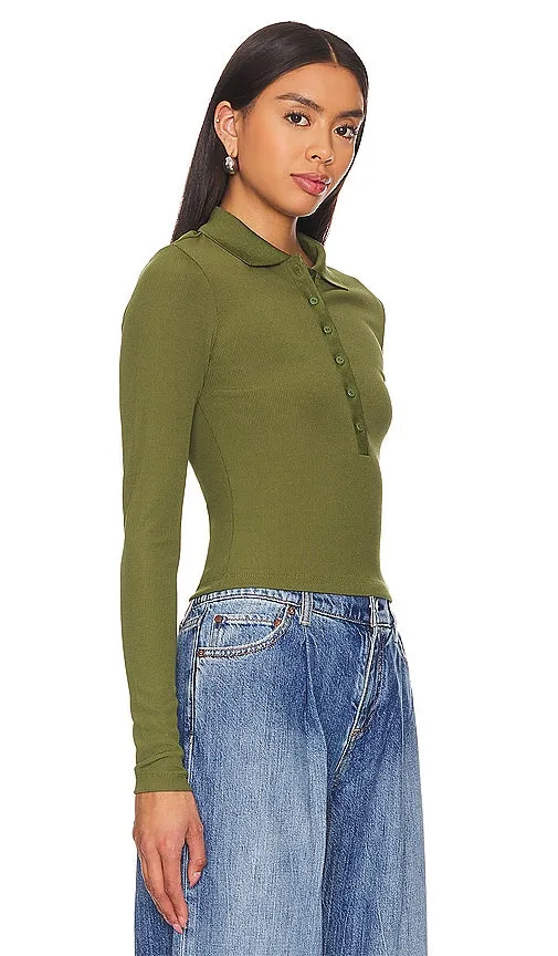 ALLSAINTS Hallie Long Sleeve Polo in Green