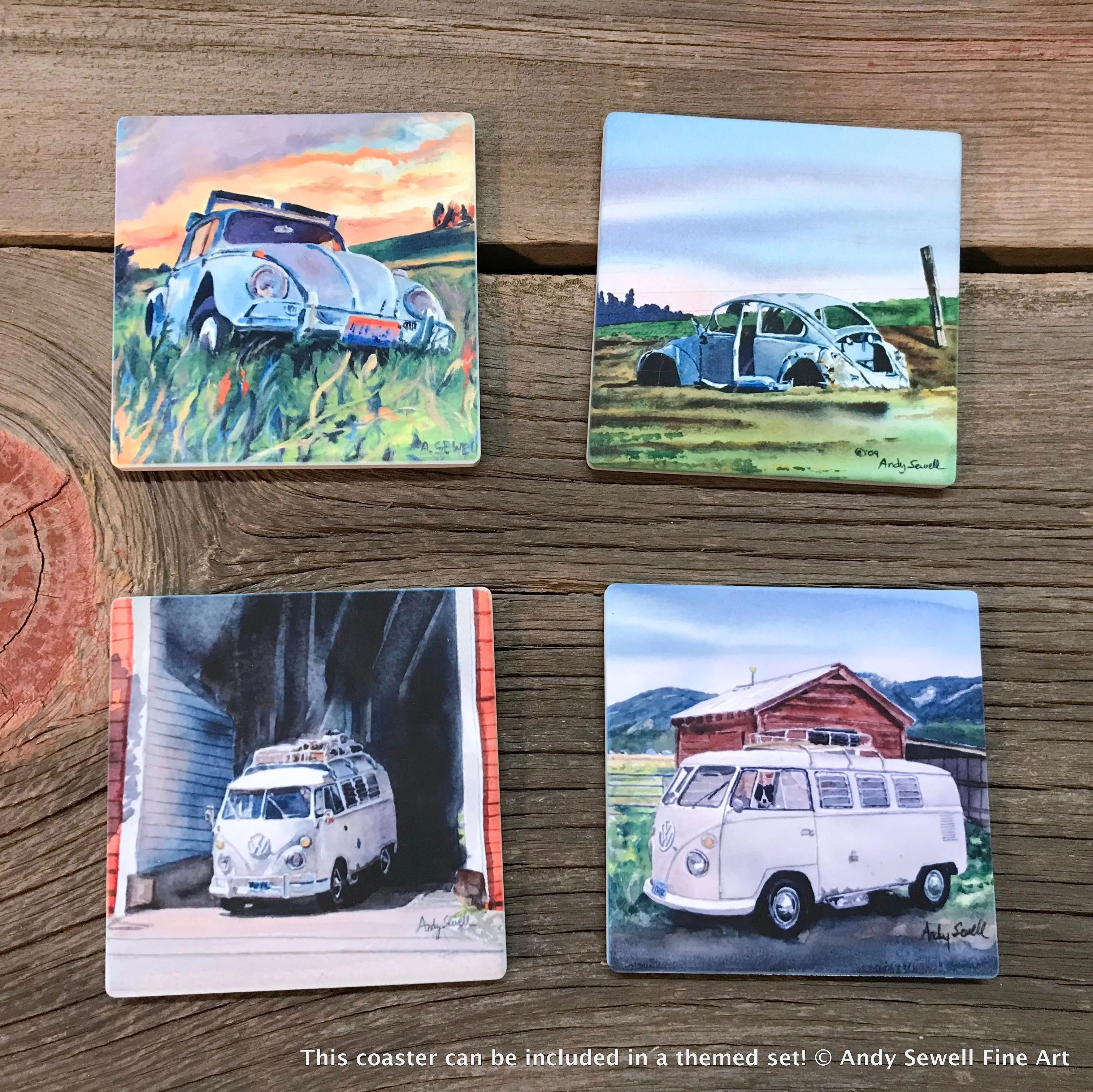 ASC230 "Dog Driving Bus" ceramic coaster