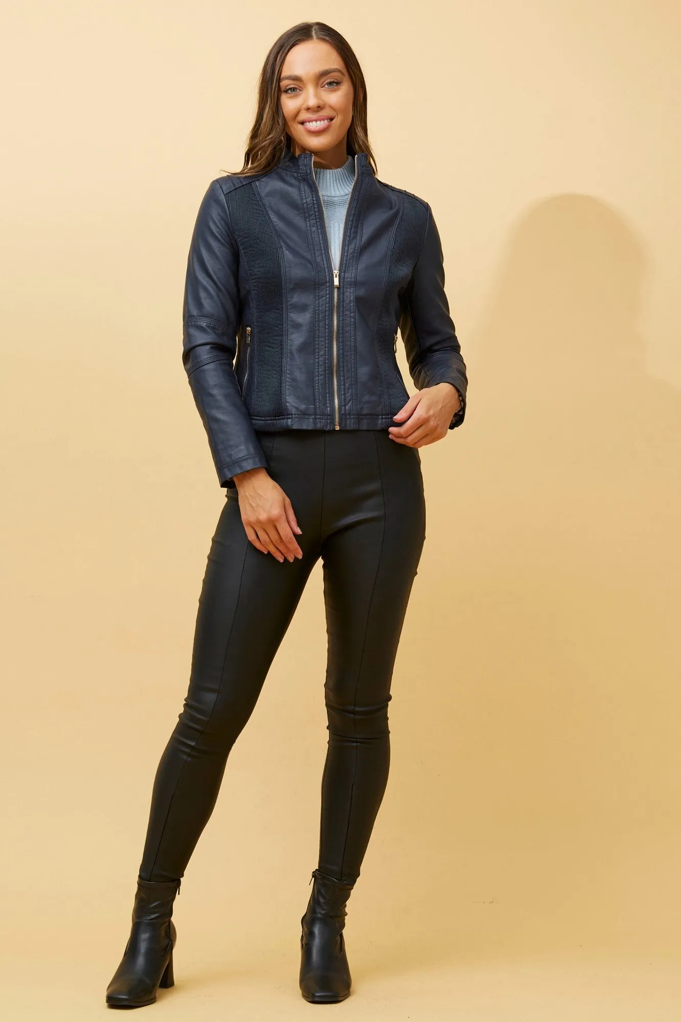 BECKY VEGAN LEATHER BIKER JACKET