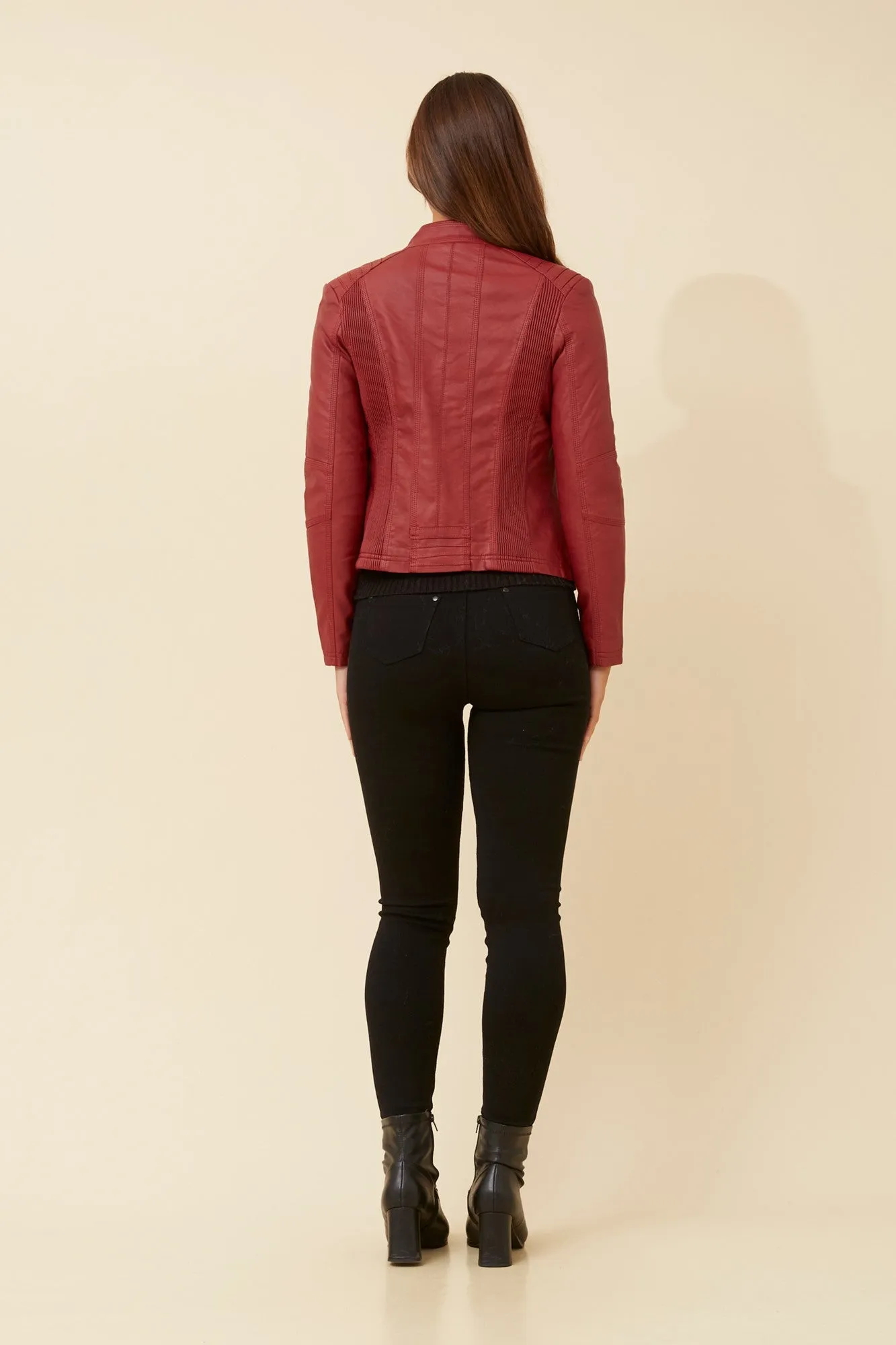 BECKY VEGAN LEATHER BIKER JACKET