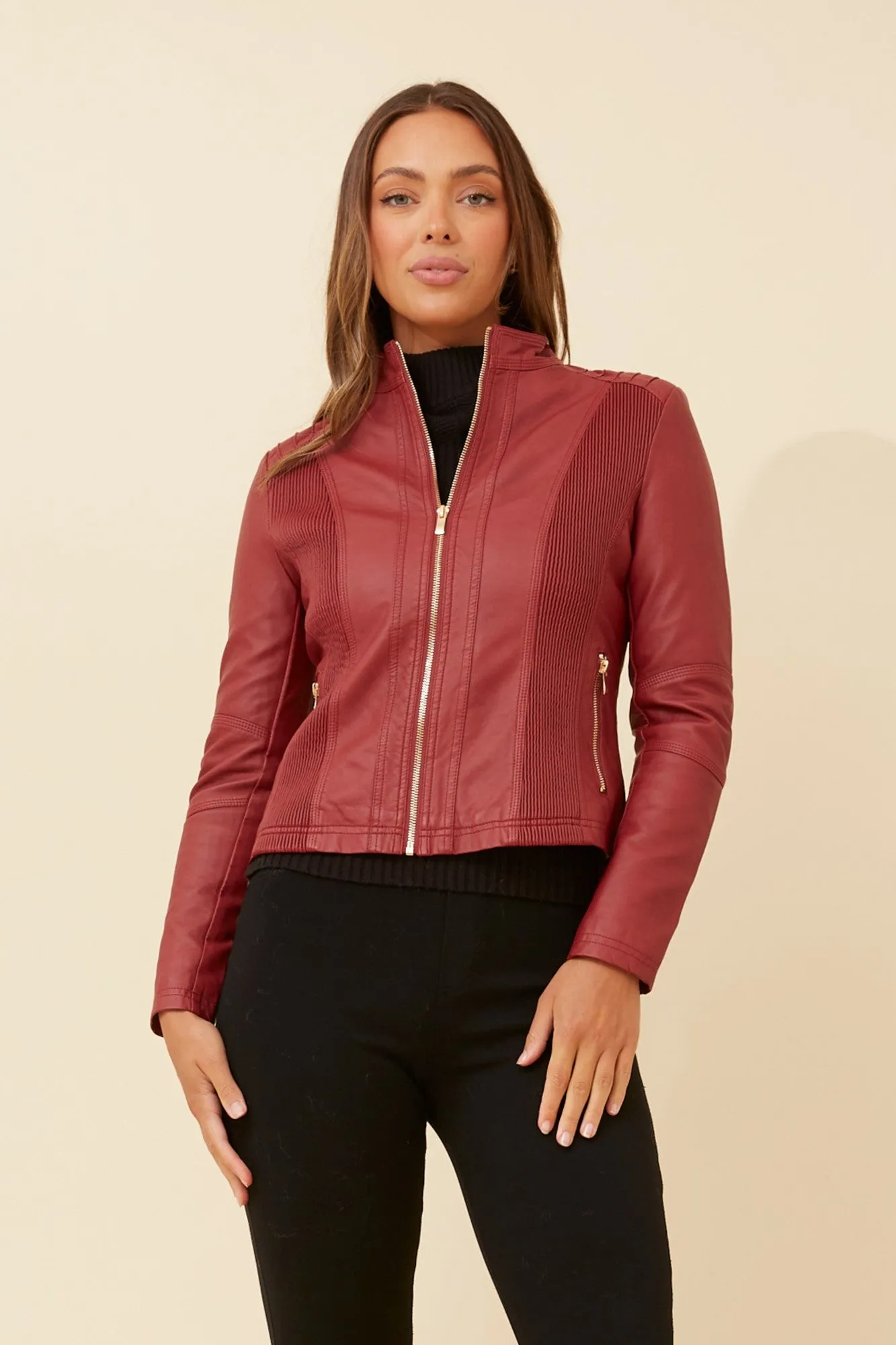 BECKY VEGAN LEATHER BIKER JACKET