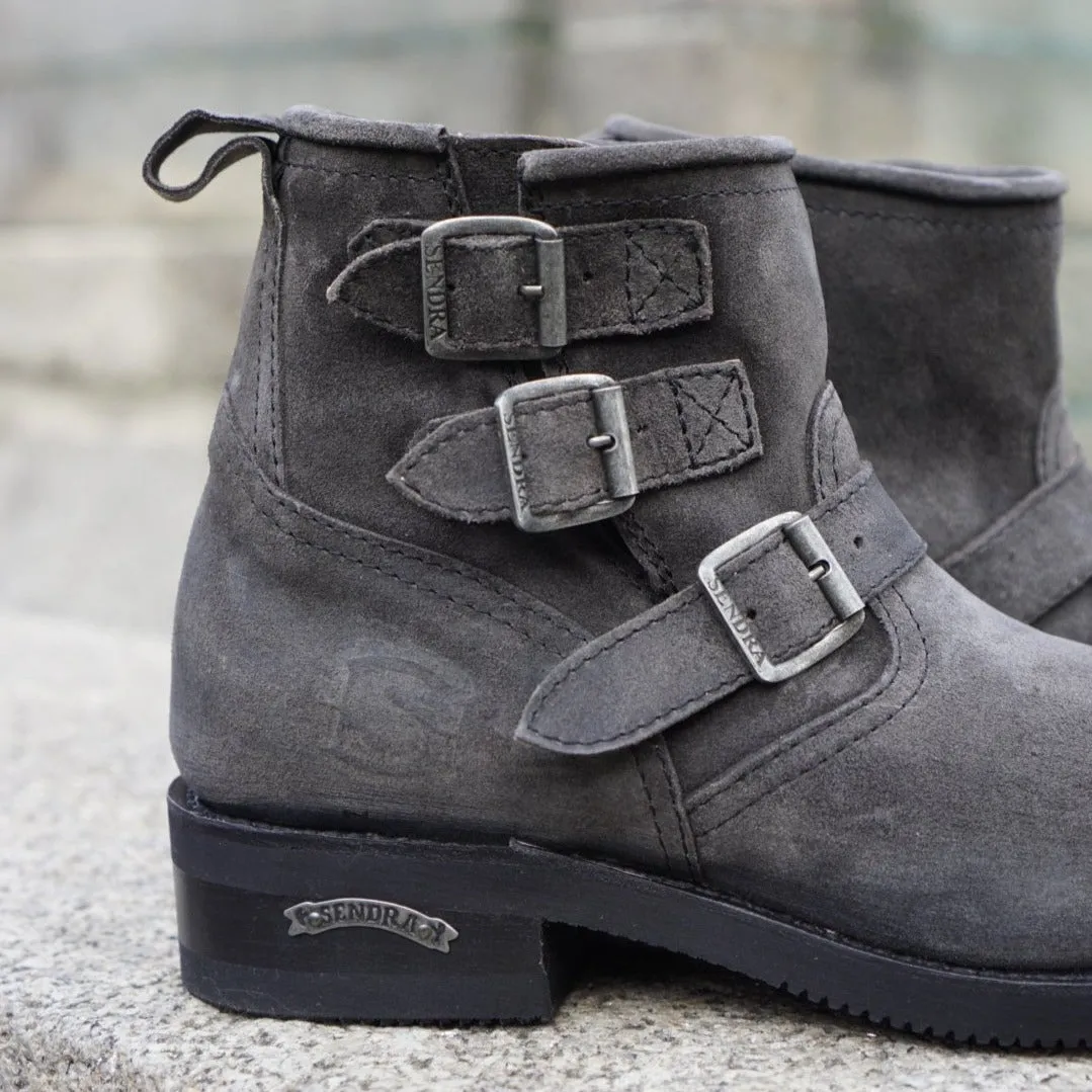Biker boots short triple buckle - antra