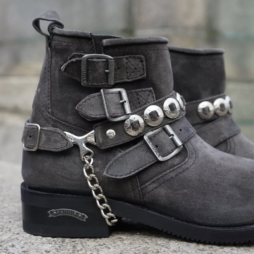 Biker boots short triple buckle - antra