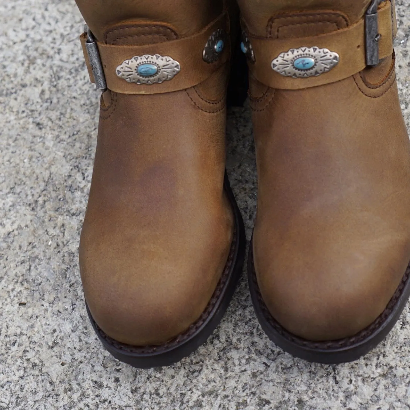 Biker boots short turquoise concho's - tang