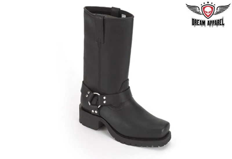 Biker Boots With Strap & Ring At Ankle