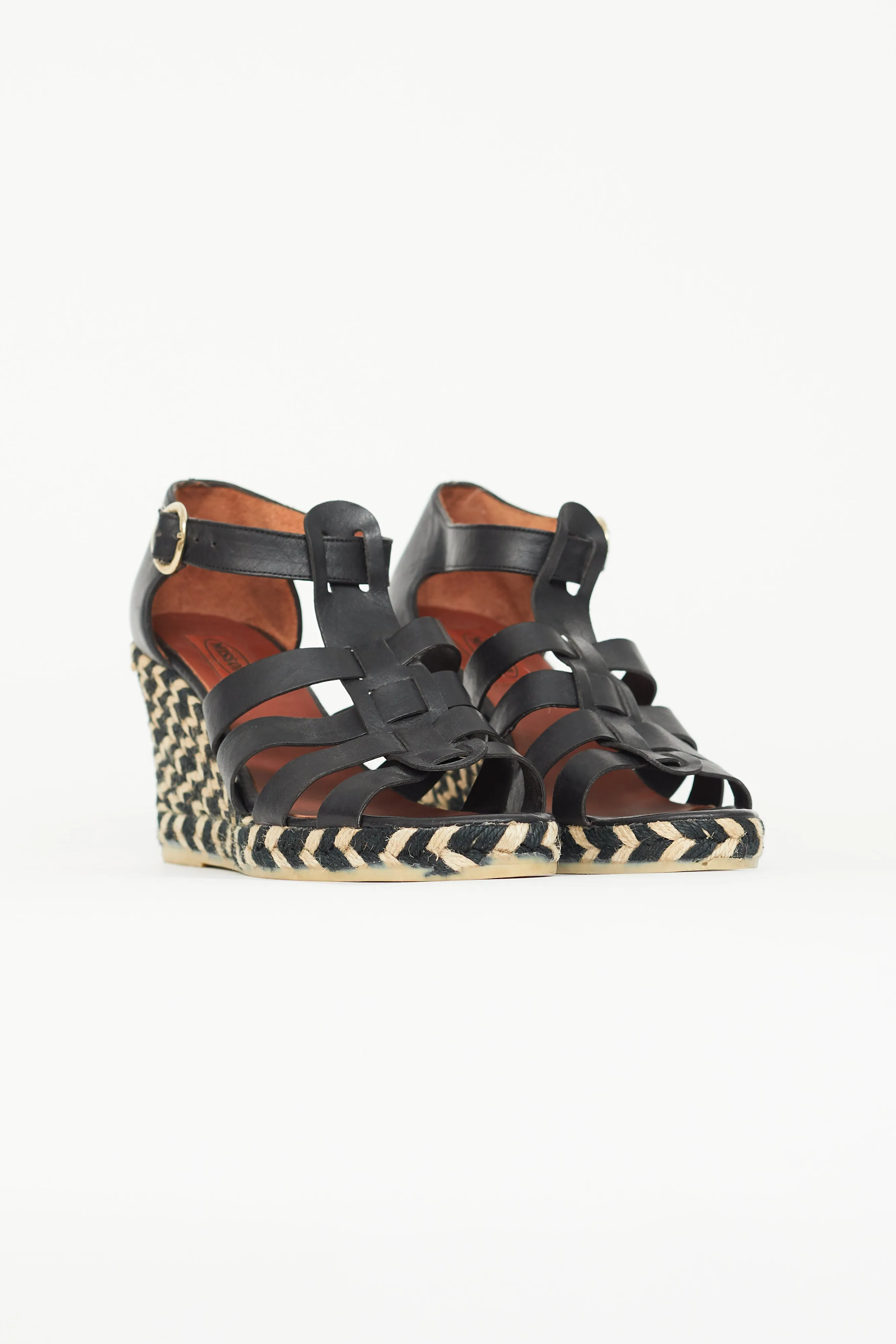 Black Strappy Espadrilles Wedge