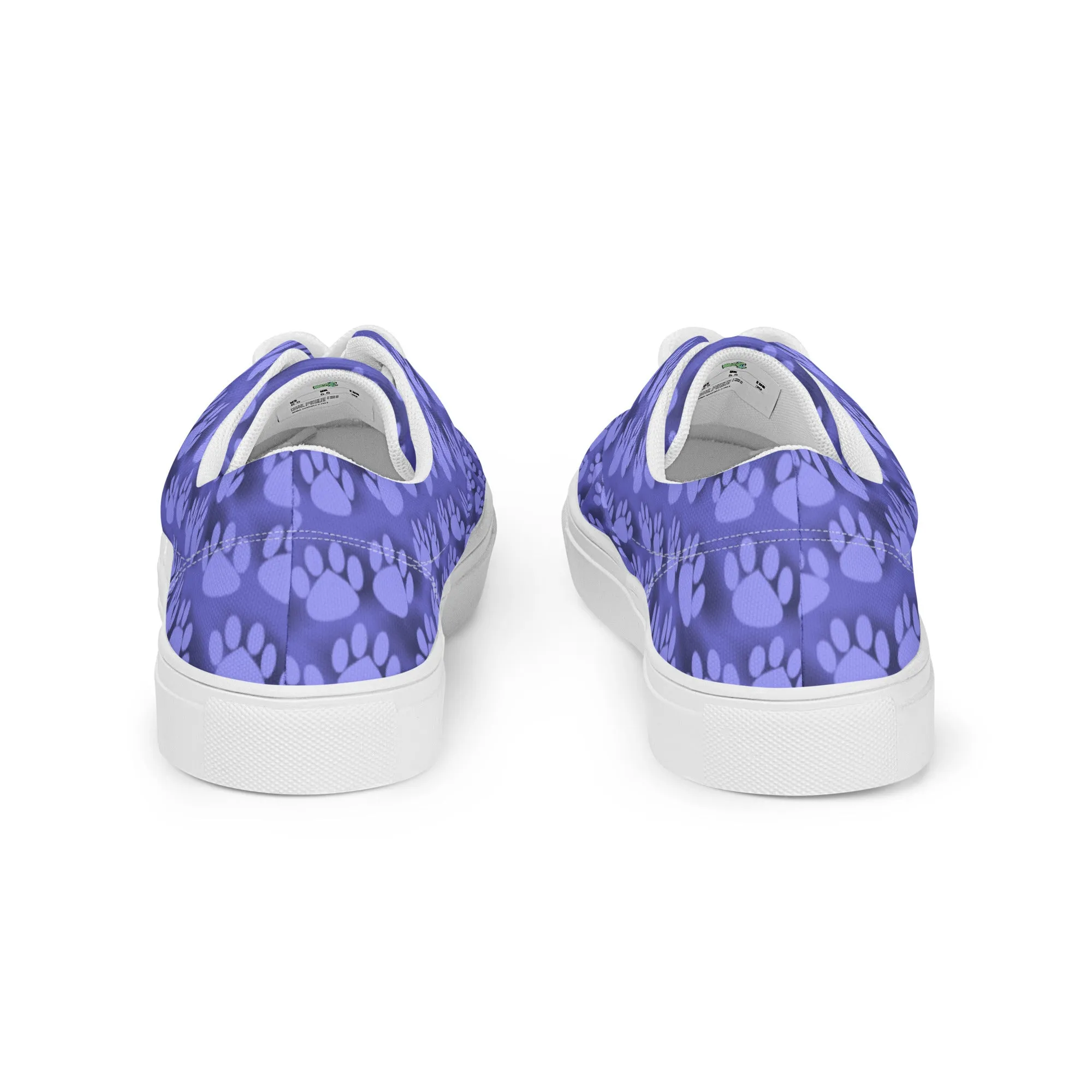 Blue Paw Print Women’s lace-up canvas shoes