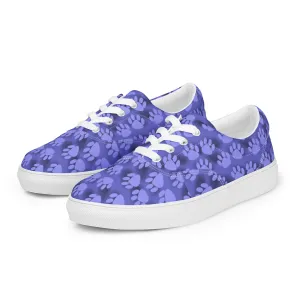Blue Paw Print Women’s lace-up canvas shoes