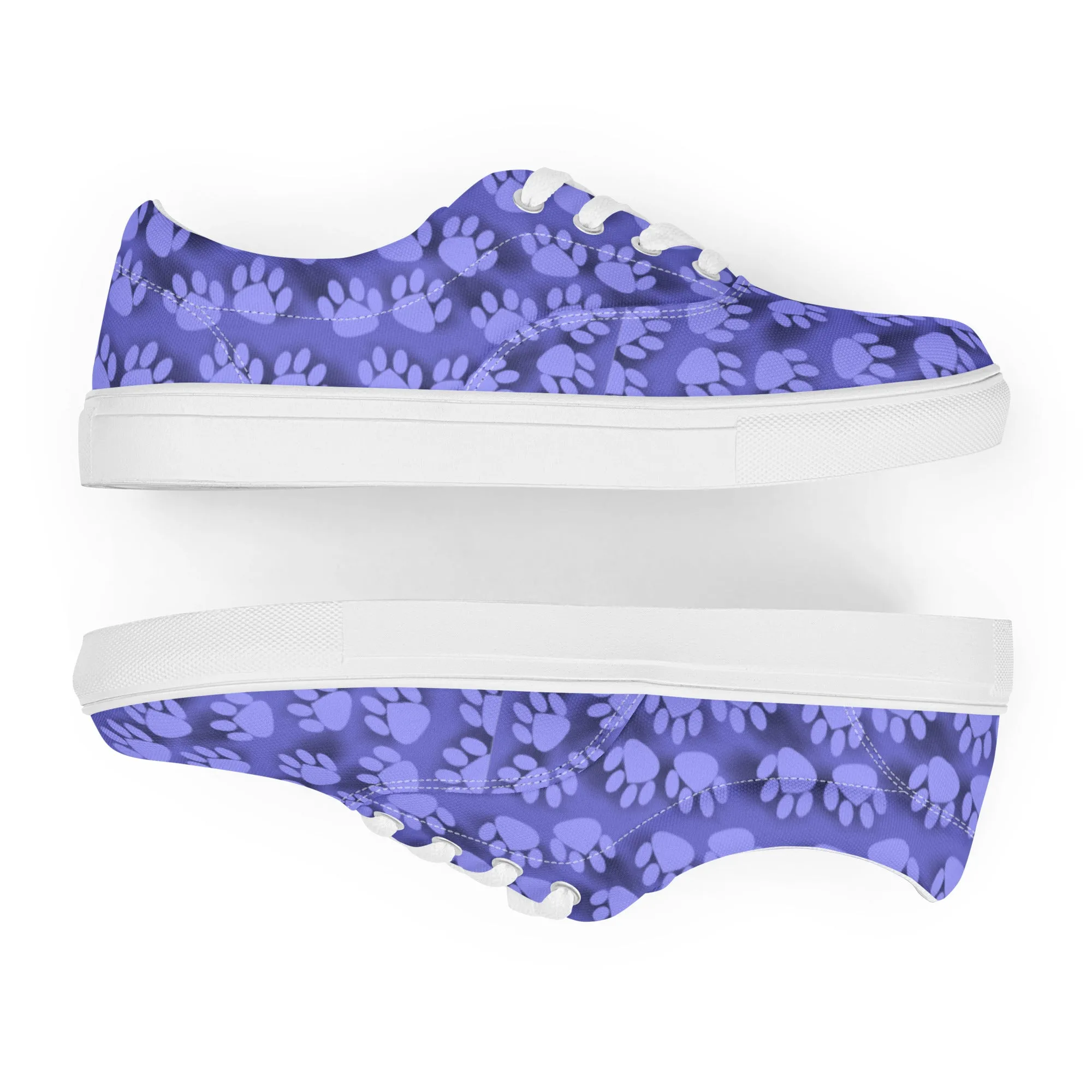 Blue Paw Print Women’s lace-up canvas shoes