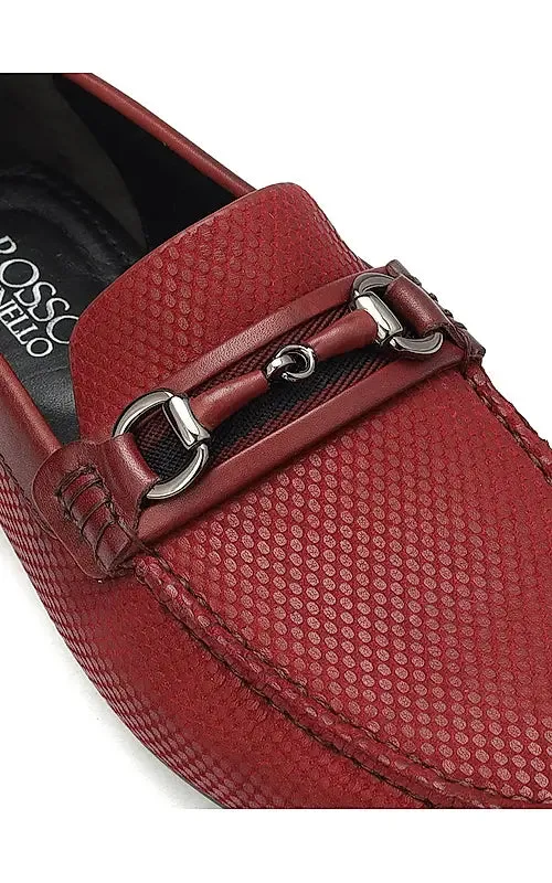 Burgundy Laser Print Leather Moccasins