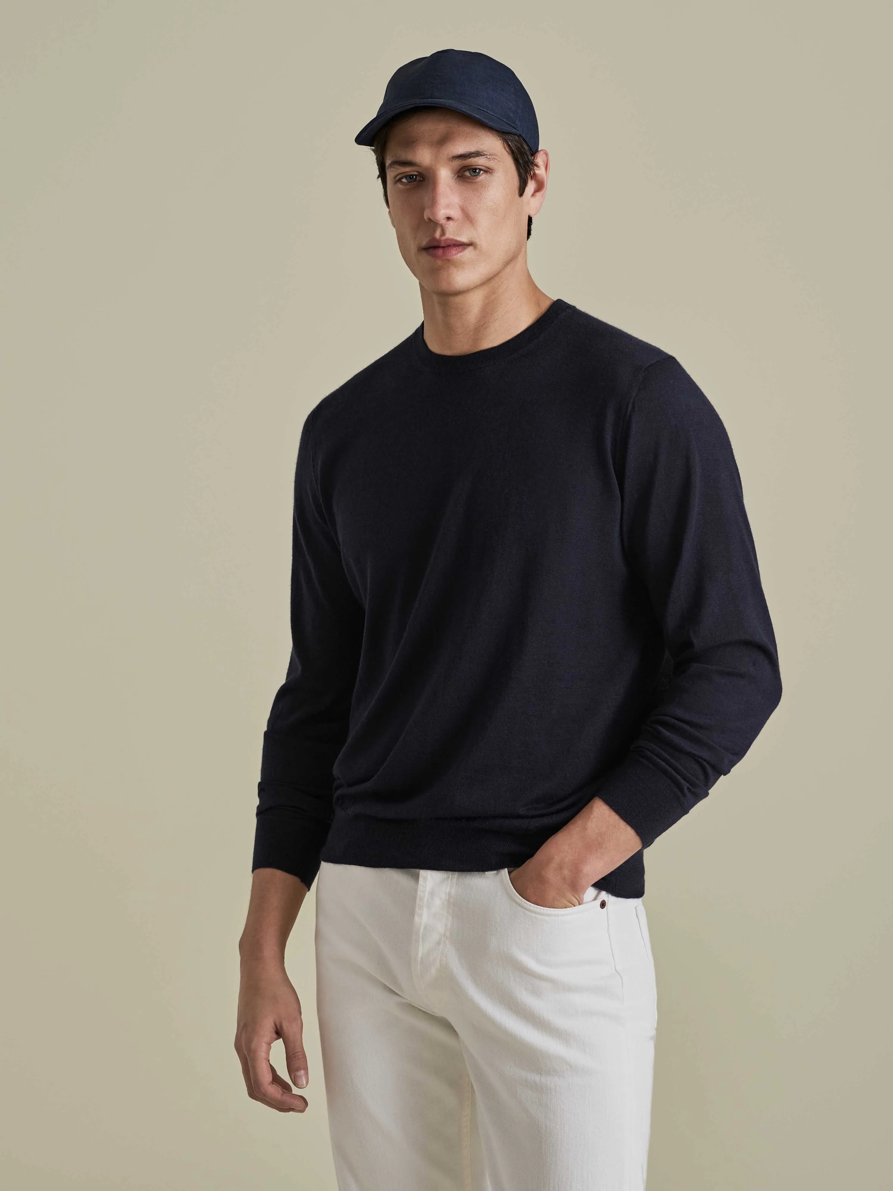 Cashmere Silk Ribbed Long Sleeve T-Shirt