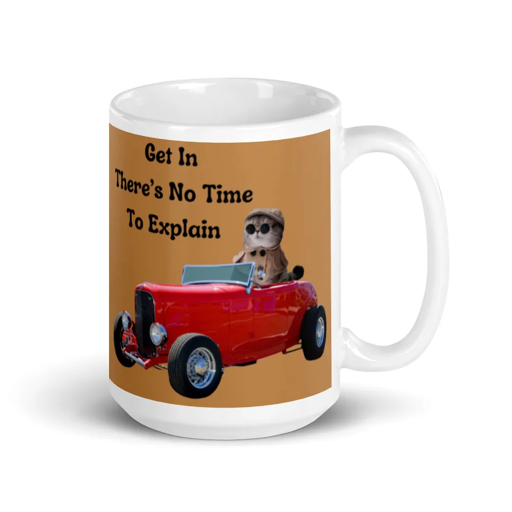 Cat driving car printed on coffee cup