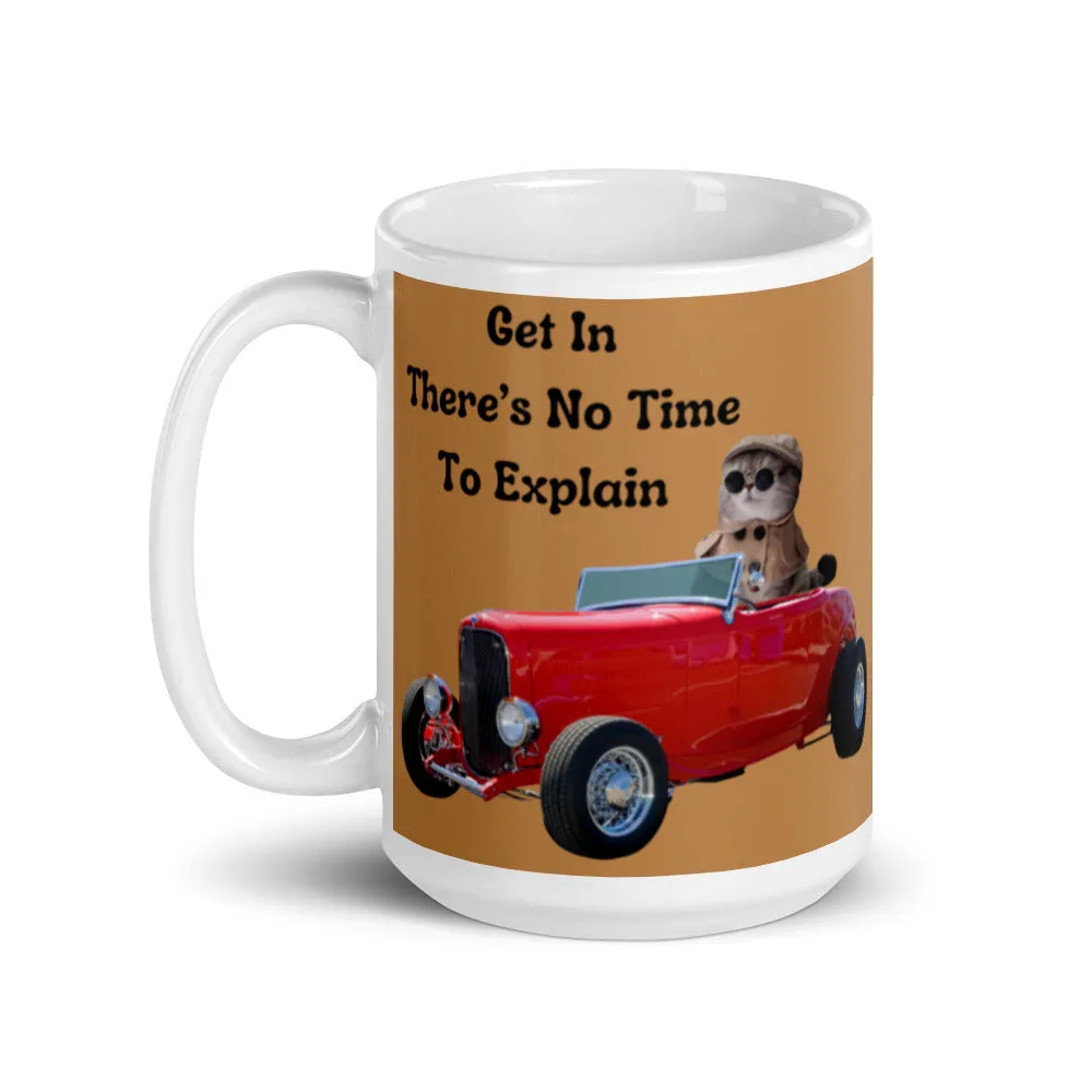 Cat driving car printed on coffee cup