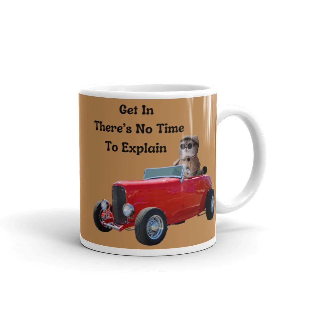 Cat driving car printed on coffee cup