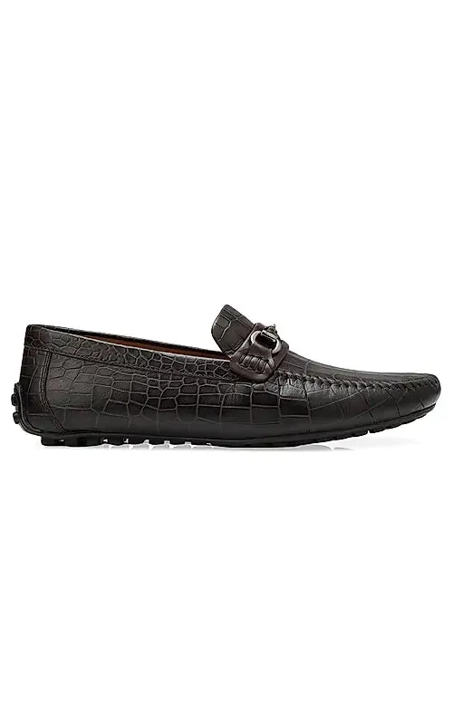 Coffee Croco Textured Moccasins