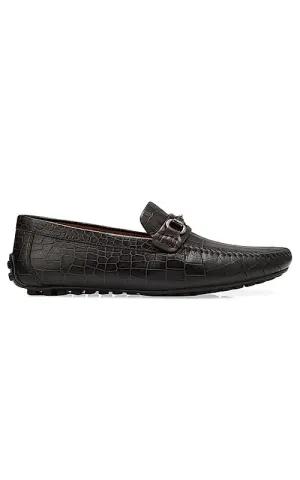 Coffee Croco Textured Moccasins