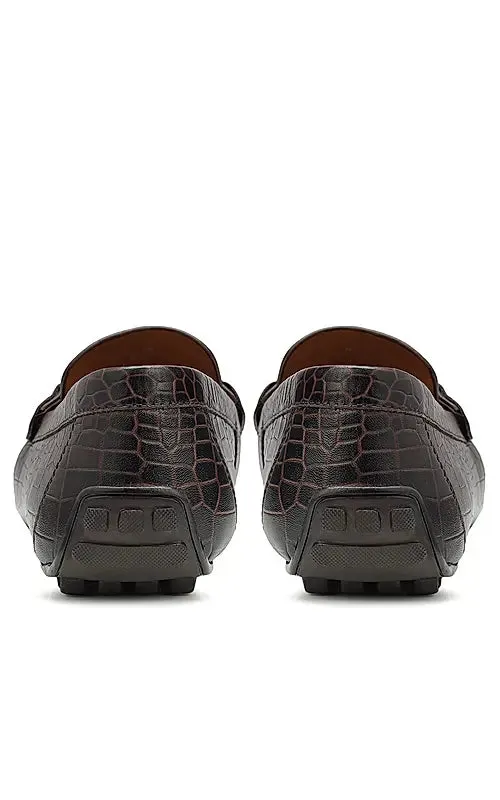Coffee Croco Textured Moccasins