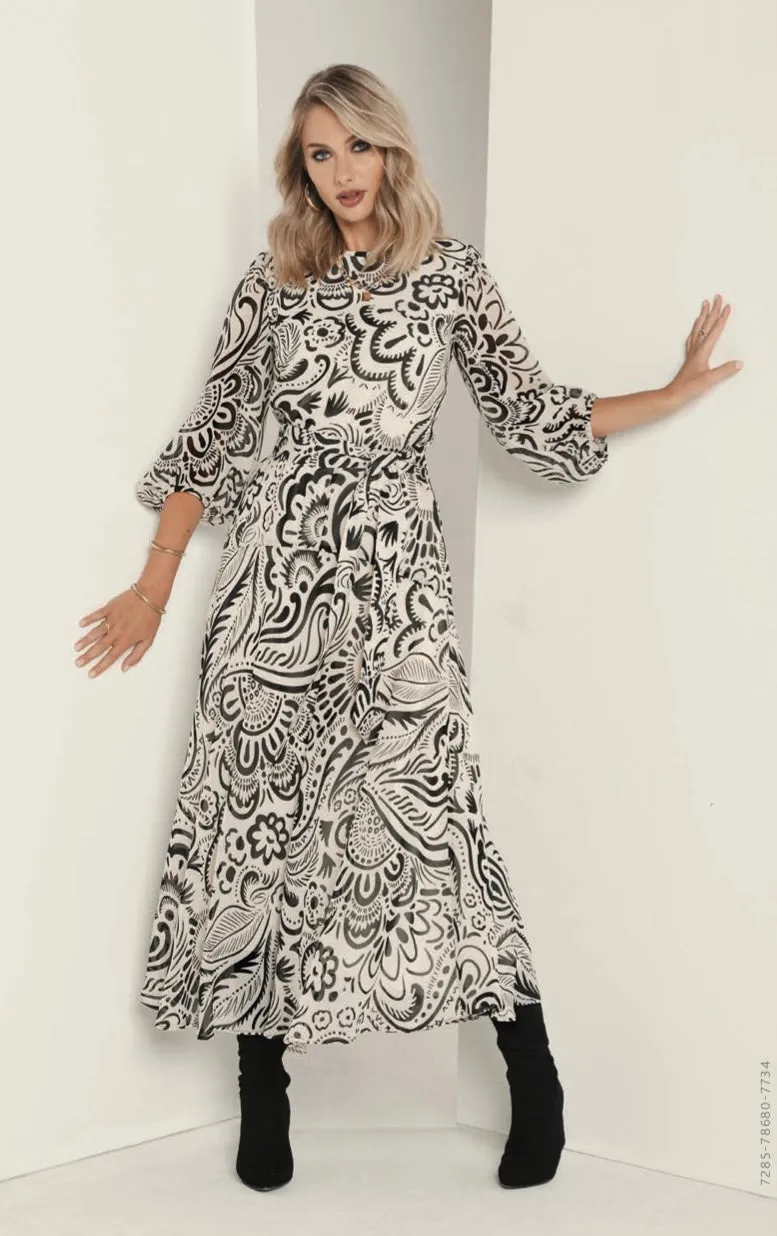 Cream & Black Maxi - Tia