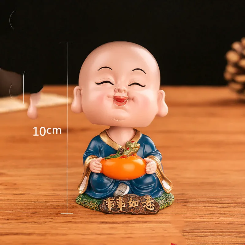 Cute Calm Little Monk Shaking Head Car Ornaments Applicable to BMW BYD