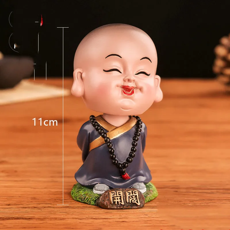 Cute Calm Little Monk Shaking Head Car Ornaments Applicable to BMW BYD