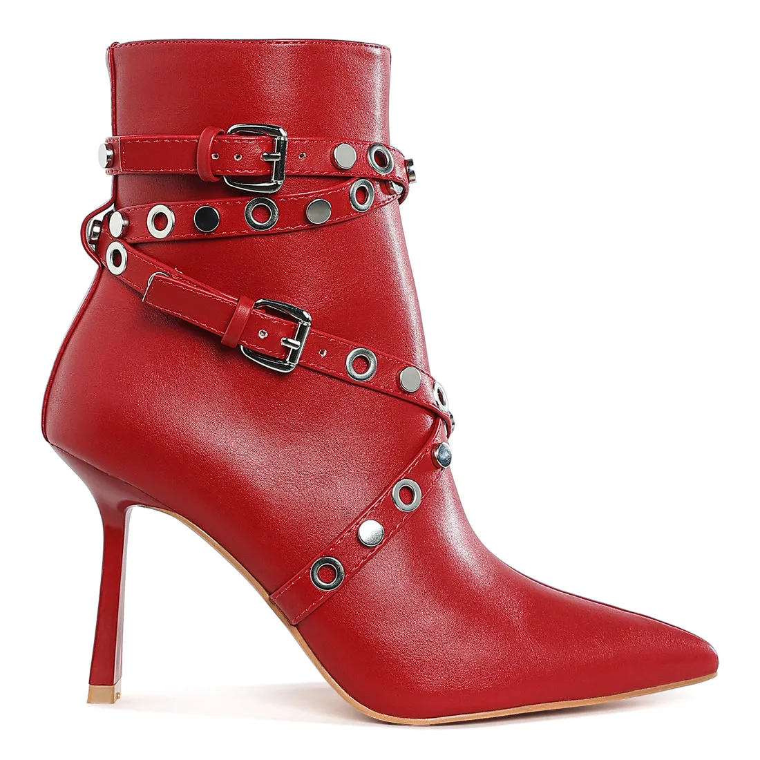 Eyelets & Studs Harness Ankle Boots