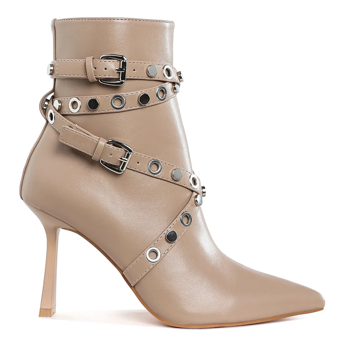 Eyelets & Studs Harness Ankle Boots