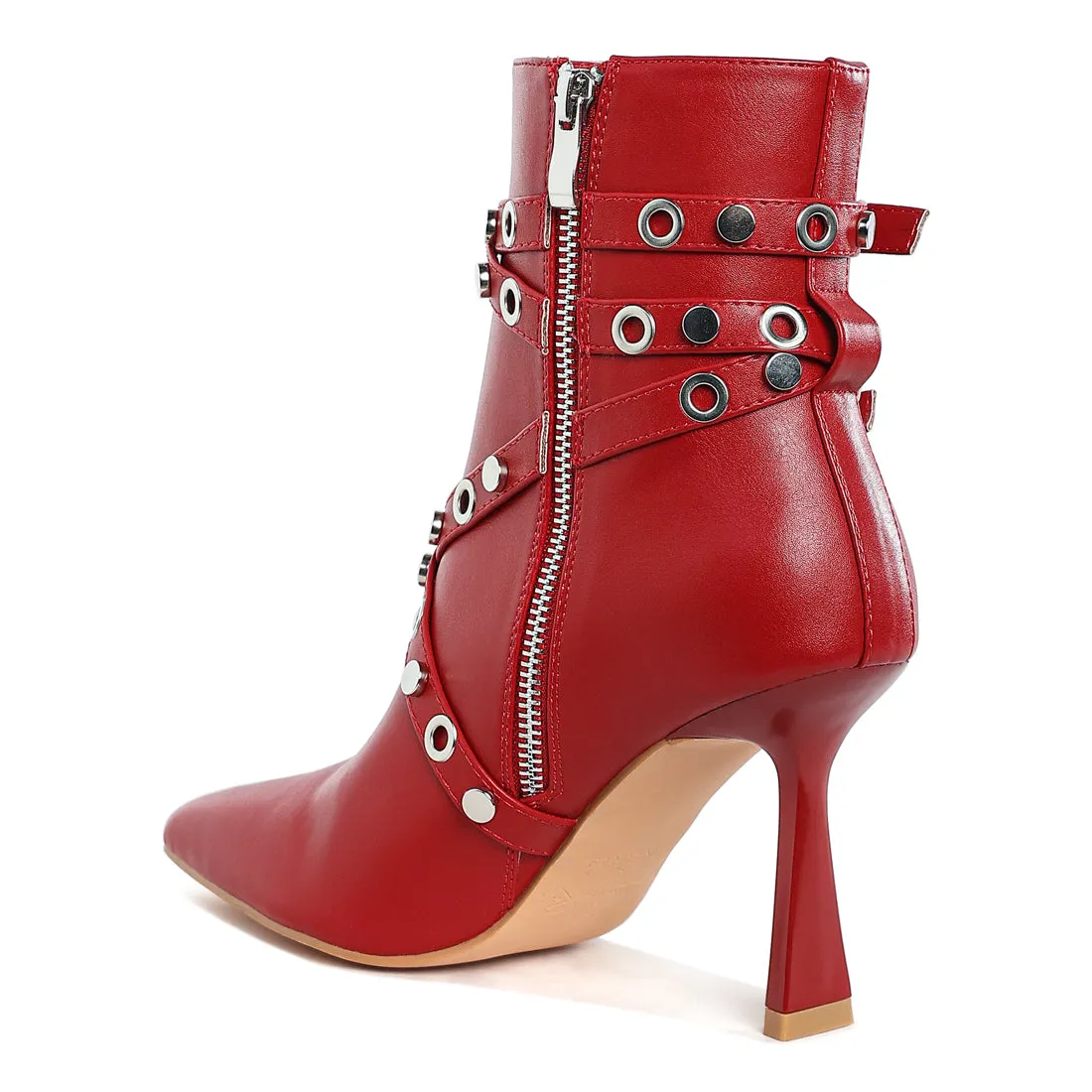 Eyelets & Studs Harness Ankle Boots