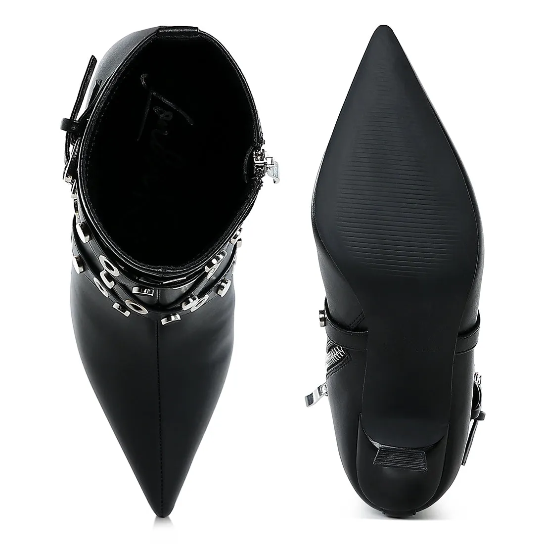 Eyelets & Studs Harness Ankle Boots