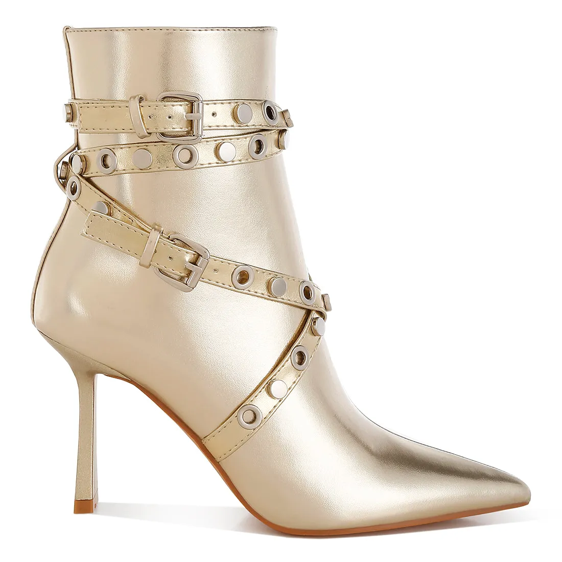 Eyelets & Studs Harness Ankle Boots