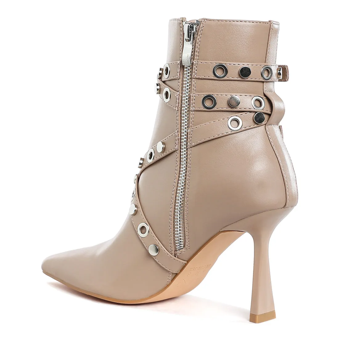 Eyelets & Studs Harness Ankle Boots