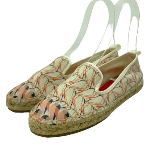 FENDI Multicolor Printed Canvas and Leather Cap Toe Flat Espadrilles, 36.5