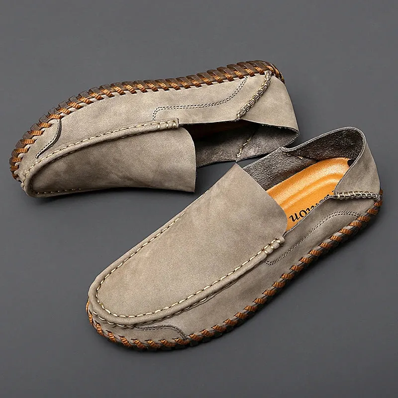 Ilooove Genuine Leather Men Loafers Cow Leather Casual Shoes For Man Soft Spring Moccasins Plus Size 38-48 Tenis Masculinos