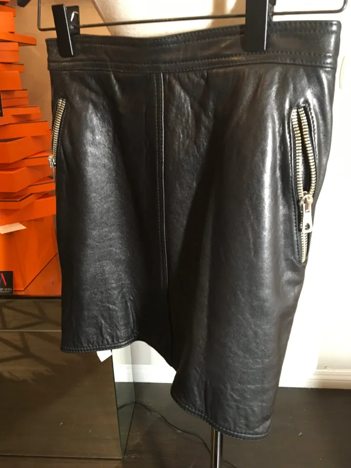Katherine Hamnett Size S/M Black Leather Moto Skirt NWT 2400-130-122419