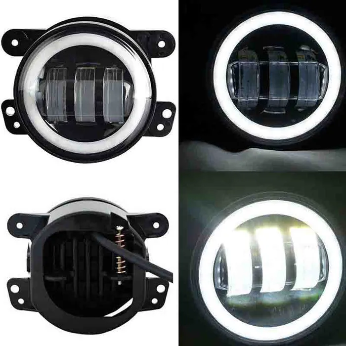 Lightning Style 7 inch LED Headlights with Turn Signals & Halo Fog Lights Combo for Jeep Wrangler JK