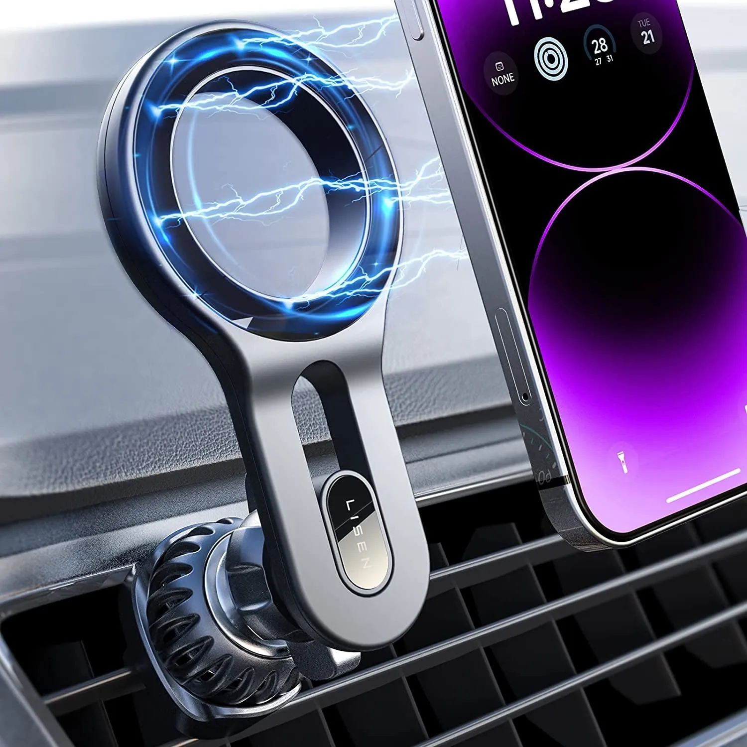 LISEN Compatible for Magsafe Car Mount [12 Strong Magnets] Magnetic Phone Holder for Car [Easily Install] Hands Free Iphone Car Holder Mount Fit for Iphone 14 13 12 Pro plus Max Mini Magsafe Case