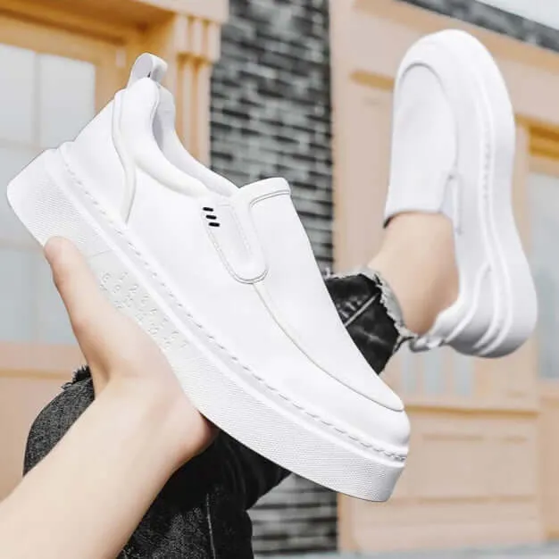 Men's Leather Casual Sneakers with Chunky Outsole