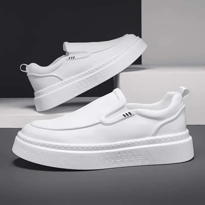 Men's Leather Casual Sneakers with Chunky Outsole