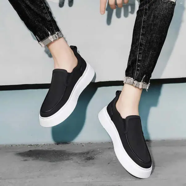 Men's Leather Casual Sneakers with Chunky Outsole
