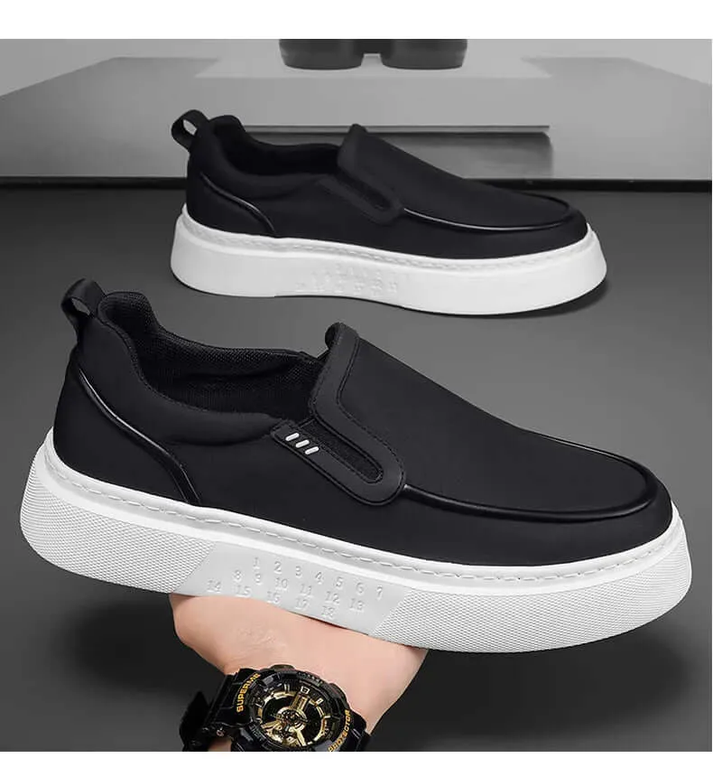 Men's Leather Casual Sneakers with Chunky Outsole