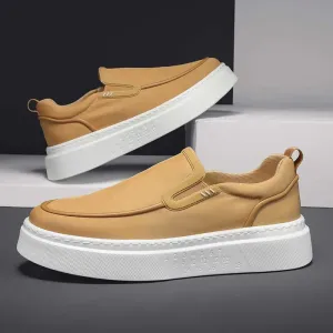 Men's Leather Casual Sneakers with Chunky Outsole