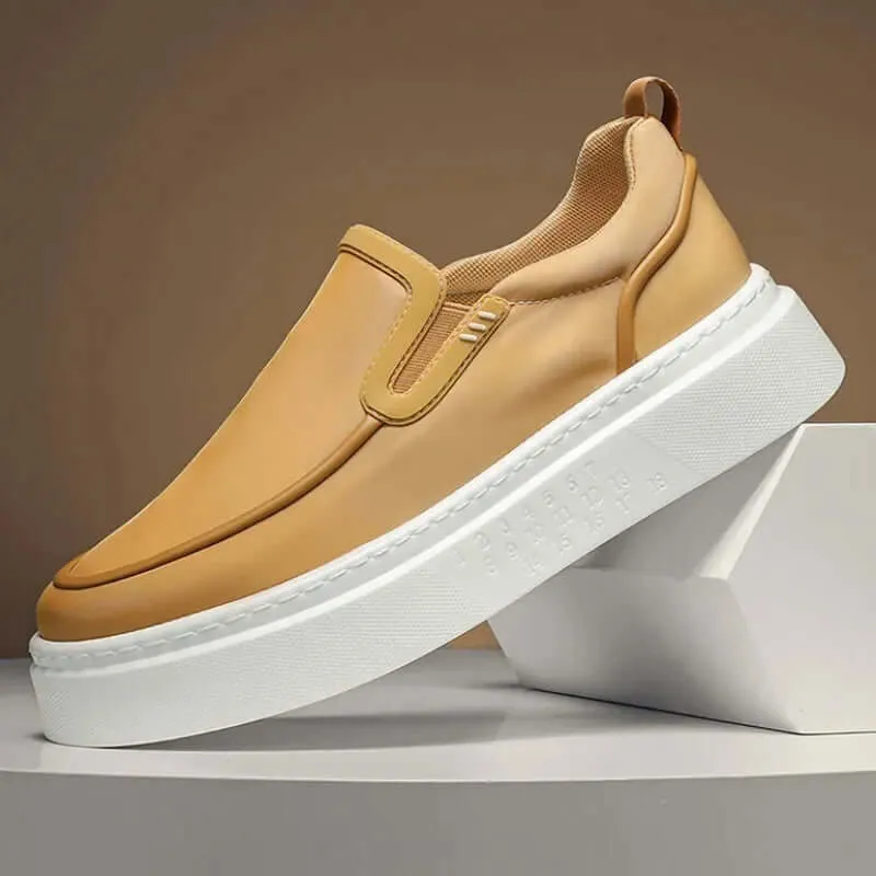 Men's Leather Casual Sneakers with Chunky Outsole
