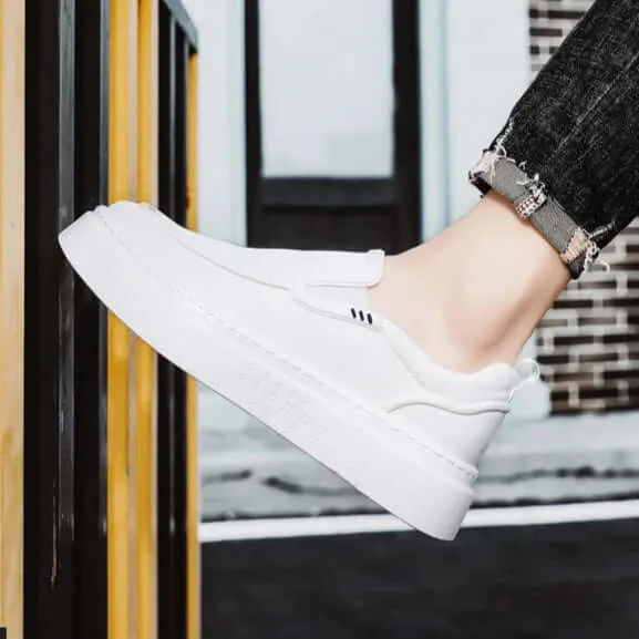 Men's Leather Casual Sneakers with Chunky Outsole