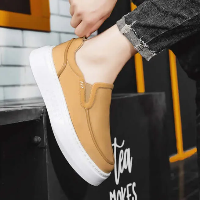 Men's Leather Casual Sneakers with Chunky Outsole