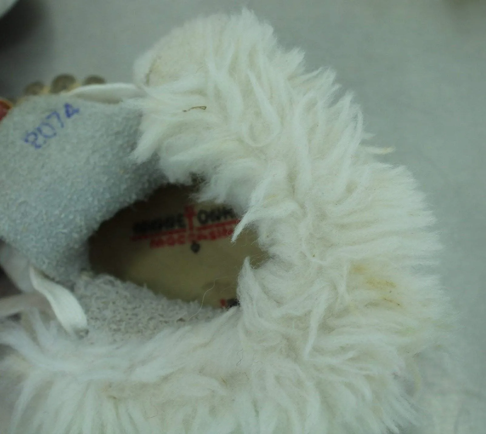 Minnetonka Vintage Infant Child Moccasins Fur Beaded Deerskin Leather Shoes 4 1/4" Sole