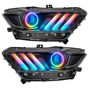 Oracle 15-17 Ford Mustang Dynamic RGB A Pre-Assembled Headlights - Black Edition - SEE WARRANTY