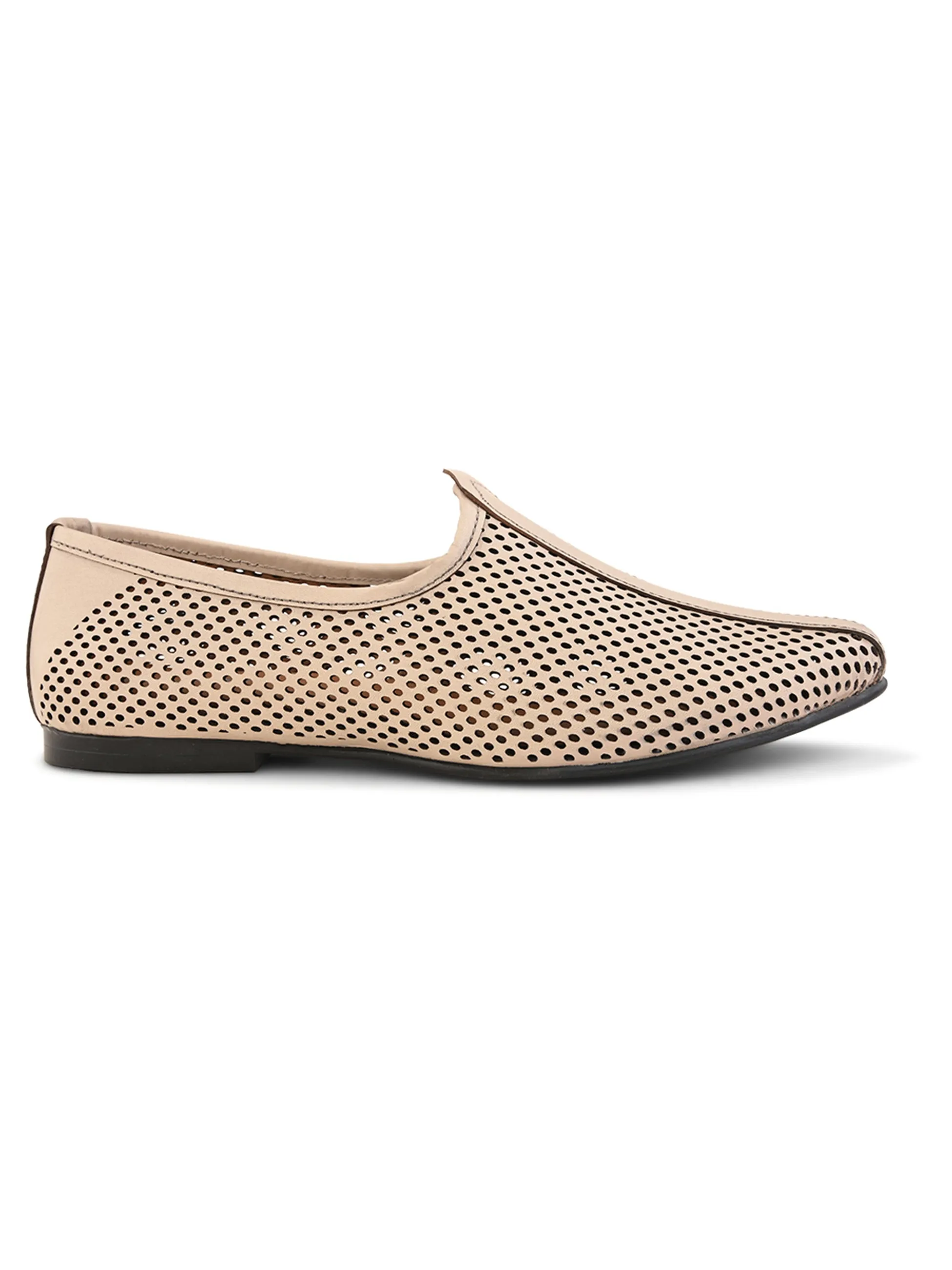 Pelle Albero Male's Beige Leather Casual Mojari